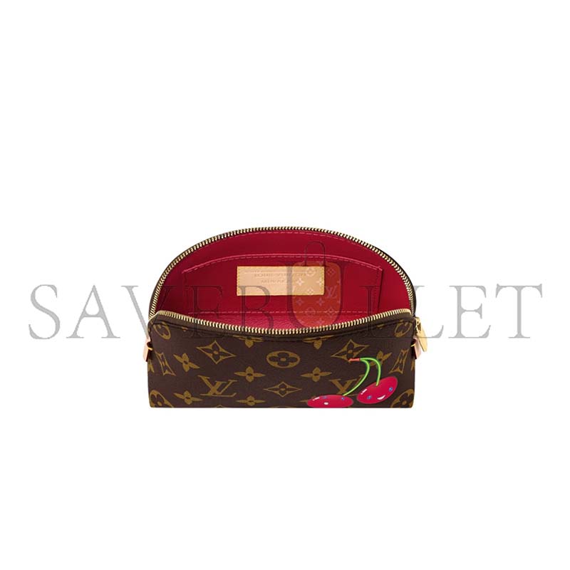 l0vis Vvtt0n murakami x takashi murakami cherry cosmetic pouch brown monogram gold hardware m13766 (17*12*6cm)